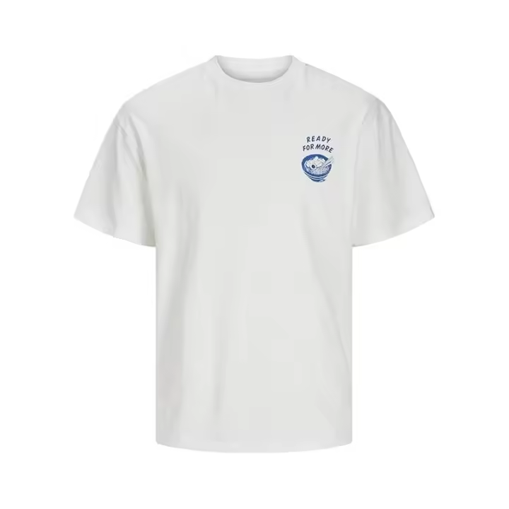 Jack&Jones - Camiseta de Manga Corta para Hombre - Blanco - Algodón con Logo Frontal y Print Posterior - 1