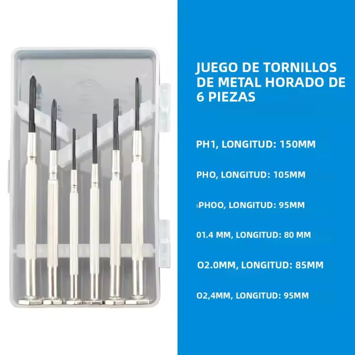 Juego De Destornilladores 6Pcs Para Relojes Y Relojes Portátiles Reparación De Gafas Y Móviles Set De Destornilladores Pequeños Multifuncionales De Acero Cromo-vanadio Magnéticos - 1