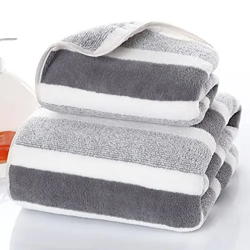 Juego de 2 Toallas de baño 35x75cm + 70x140cm, Toalla microfibra de Terciopelo Coral Highly Absorbentes, para Ducha, Deporte, Yoga - 1