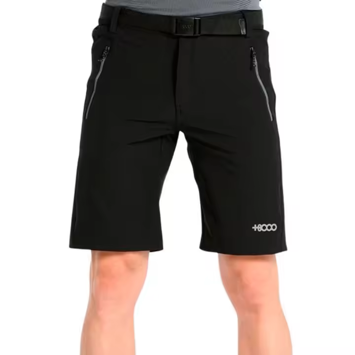 +8000 PANTALON CORTO HOMBRE verano MIDOF 005 NEGRO POLIESTER TEJIDO TECNICO TREKKING SENDERISMO BOLSILLOS CREMALLERA GRIS - 1