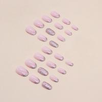 24Pcs Uñas Postizas Cortas Glitónas Estilo Francés Acrílicas Completas Para Mujeres Cabezas Redondas Falsas Para Manicura Press on - details 2