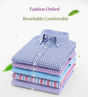Camisa De Oxford Para Hombre Con Rayas Y Cuadros Estilo Casual Manga Larga Cómoda Transpirable Diseño De Cuello Y Botones Slim Business - details 2
