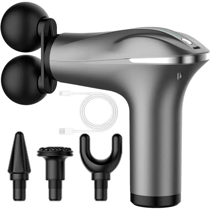 Pistola de masaje muscular de doble punta, 6 modos de intensidad, pistola masajeadora fascial gun con dos cabezales, recargable y larga duracion. Don Feliz - 1