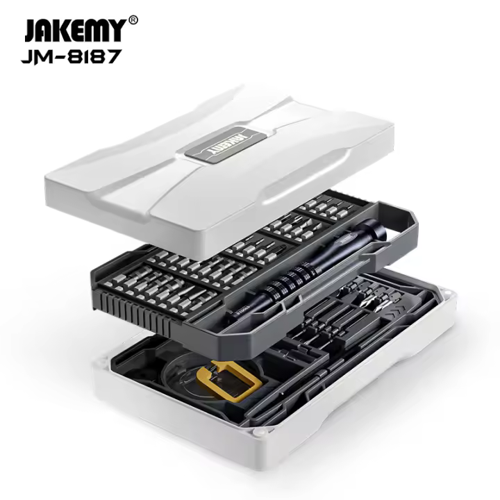 JAKEMY JM-8187 Kit De Destornilladores Precisos Con Mango De Aleación De Aluminio Y Bits Magnéticos CR-V Para Reparación De Teléfonos Móviles Y Tabletas PC Herramientas Multifuncionales Antideslizantes - 1