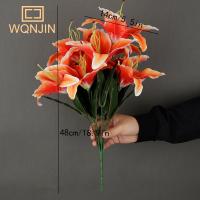 Ramo De Lirio Blanco Artificial De 9 Cabezas Decoración Floral Sintética Para El Hogar Regalo De Fiestas Y Bodas - details 6