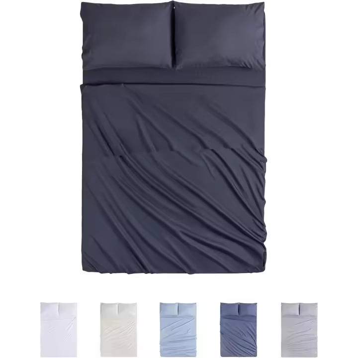 Todocama Juego de Sábanas de 4 Piezas - 4002 - Sábana Bajera Ajustable - Encimera - Dos Fundas de Almohada de 50x80cm (Cama 150x190/200 cm, Gris Oscuro) - 1
