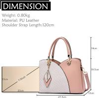 Bolsostoteparamujer Bolso de Mano Mujer Moda Cuadros Bolso Bandolera PU Cuero Bolso Señoras Tote Elegante Bolsa de Hombro con Colgante Rombo para Trabajo - details 2