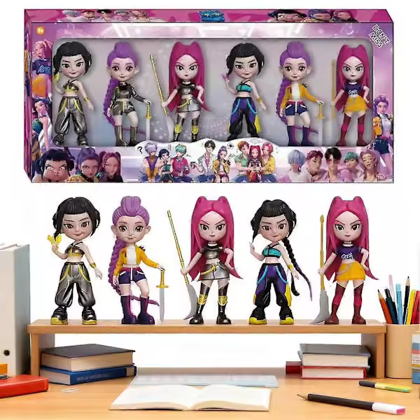 Set de 6 figuras de acción K-POP Demon Hunter — Muñecos Saja, Rumi, Mira y Zoey — Juguete para niños y fans — Regalo de cumpleaños - 1
