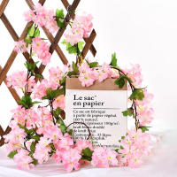 8pcs Guirnalda De Flores Artificiales De Cerezo Rosa 1.8M Para Decoración De Hogar Y Bodas Hechas De Seda No Alergénicas Para Exteriores - details 1