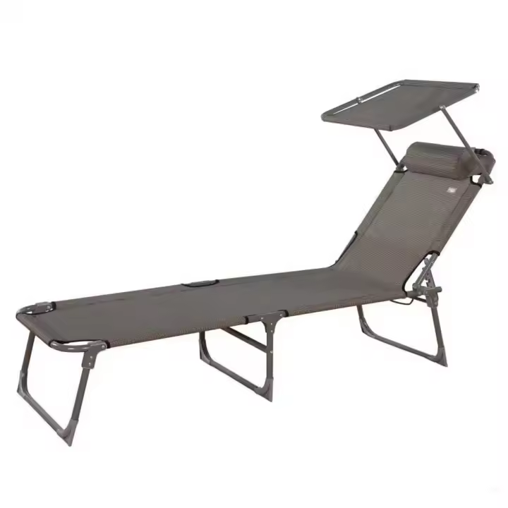 Aktive Tumbona Plegable Con Sombrilla Plateado - 1
