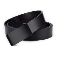 Cinturón De Cuero PU Para Hombre De Calidad Superior Con Hebilla Lisa Casual Para Jeans Negro Ancho 3.3cm Accesorio Essencial Para El Vestir Diario - details 0
