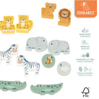 WOOMAX - Arca de Noé de madera, Zookabee, Animales juguete, Encajables bebé, Juego encaje, Encajar figuras, Juguetes niños 2 años, Juegos educativos, Motricidad fina, Clasificador de formas - details 3