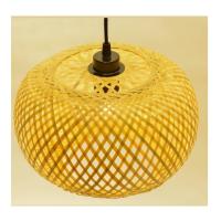 Lámpara Colgante De Bambú Redonda Ajustable En Altura 20/30cm Luz De Techo Retro Tejida a Mano Con Rattan Iluminación Pendente - details 2
