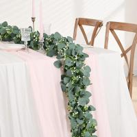 Guirnalda De Hojas Verdes Artificiales Imitación De Eucalipto 78 Pulgadas Con Flores Y Bayas Blancas Para Decoración De Bodas Y Fiestas En El Hogar - details 1