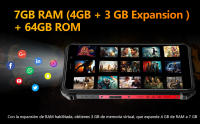 FOSSiBOT F101P Movil Resistente Android 13, Batería 10600mAh móvil irrompible 5.45'' HD 7GB RAM+64GB ROM (TF 1 TB), cámara 24MP+8MP+5MP, 122dB Altavoz,2,0Ghz, 4G Dual SIM/NFC/OTG/GPS/BT5.0 - Negro/Rojo - details 2