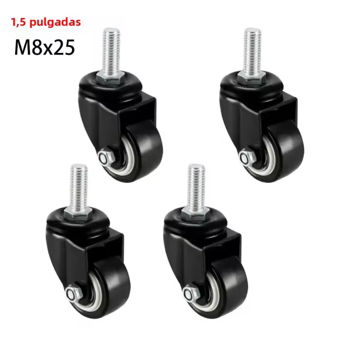 Ruedas Giratorias De Alta Resistencia Con Térmica De 1.5" 4 Piezas Para Carros De Supermercado Mesas De Trabajo Y Muebles Con Térmica De M8x25 - 1