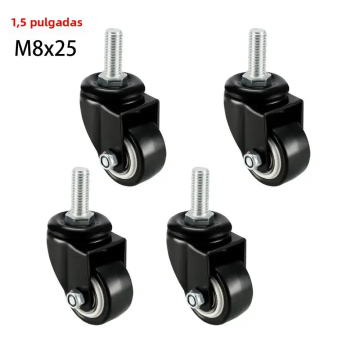 Ruedas Giratorias De Alta Resistencia Con Térmica De 1.5" 4 Piezas Para Carros De Supermercado Mesas De Trabajo Y Muebles Con Térmica De M8x25 - 1