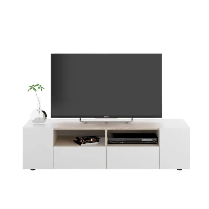 Ventamuebles MUEBLE TV TAMIKO Blanco y Roble Canadian - 1