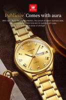 Reloj De Pulsera De Lujo Para Hombre OLEVS 5563 Acero Inoxidable Dorado Resistente Al Agua Calendario Doble Luminoso Estilo Formal - details 7