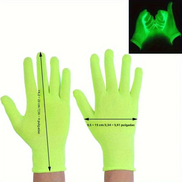 20 Pares De Guantes De Fiestas Navideñas Con Brillo En La Oscuridad Uv-Reactivos Neón Verde Para Fiestas En Banda Y Celebraciones Adultas Accesorios De Luz Duraderos De Poliéster Diseño Sin Plumas