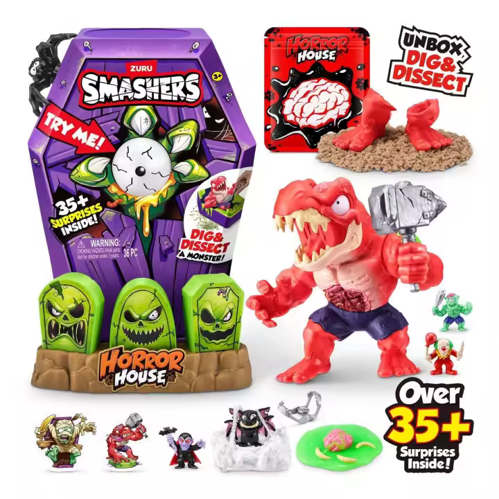 SMASHERS - Construye tu Monstruo y Ataúd con 35 Sorpresas en la Horror House  ¡Golpea, Excava y Desentierra Criaturas Espeluznantes con Luces y Sonidos! - 1