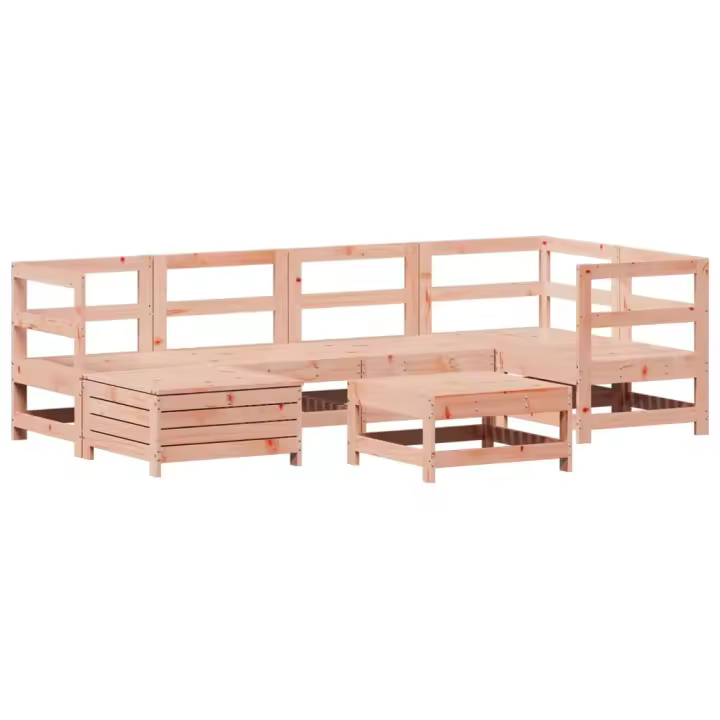 vidaXL Juego de sofás de jardín 7 pzas madera maciza de abeto Douglas - 1