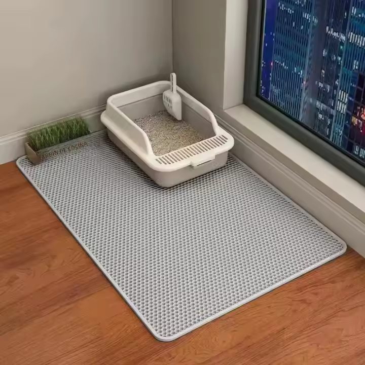 Alfombra De Arenero Para Gatos Doble Capa Antideslizante Resistente Al Desgaste Y Al Agua Para Caja De Arenero Grande Matriz Filtro Para Mascotas - 1