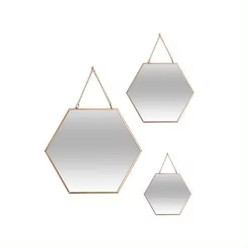 Atmosphera Set 3 Espejos Oro Hexagonales 19,8x17,5cm/25x22,5cm/29,5x26cm - Decora Tu Hogar - 1