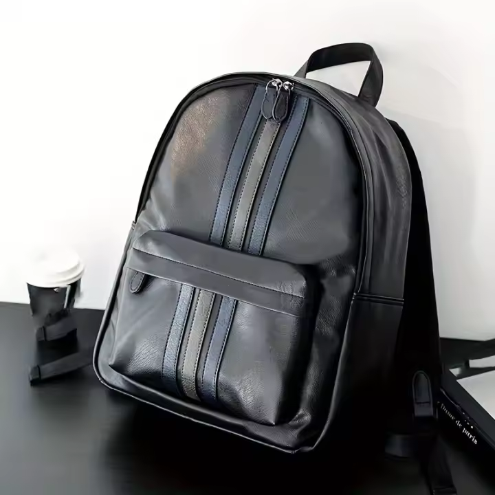 Nueva Diseño Moda Hombre Mochila PU Cuero Portátil Mochila Escolar Bolsa De Viaje Grande Hombre Mochila Con Espalda Cómoda - 1