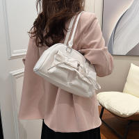 Bolso De Hombro Estilo Ballet Para Mujeres Con Lazo Bolso De Armpita Bolso De Bocce Material PU Suave Con Cierre De Cremallera - details 5