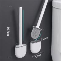 Escobillas de Baño Silicona, Cepillo de Baño y Soportes, Escobilla WC De Cabeza Plana De Limpieza Profunda,Accesorios BañO Negro - details 1