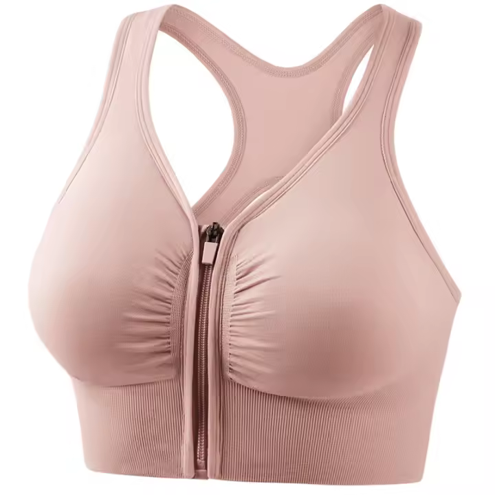Mujeres running yoga fitness Deportes sujetador Hueco Hermosa espalda frontal Cremallera - 1
