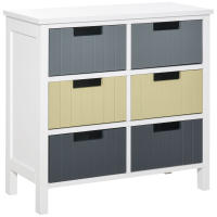 HOMCOM Cómoda de Madera con 6 Cajones Cajonera Auxiliar de Almacenaje con Patas Elevadas Estilo Moderno para Dormitorio Salón Baño 62x28x58 cm Multicolor - details 0