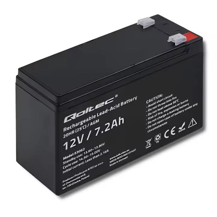 Qoltec 53062 batería agm  12v  7,2 ah  máximo 108a - 1