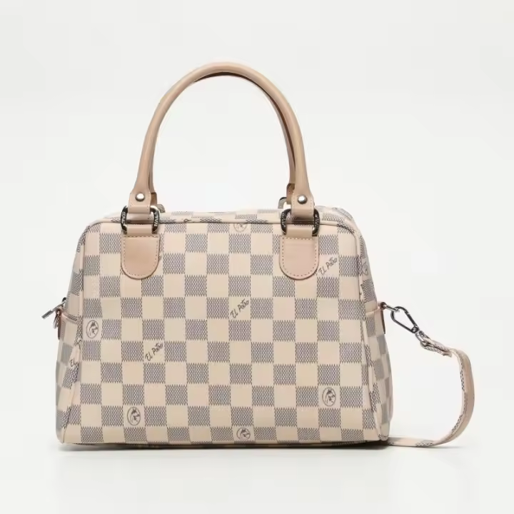 EL POTRO: BOLSO BOWLING MUJER EN LONA Y PIEL 562-CHESS-BEIGE El Potro - 1