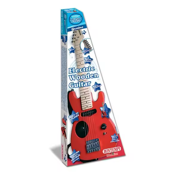 Bontempi Guitarra Eléctrica Roja con Amplificador Integrado y Correa Ajustable - 1