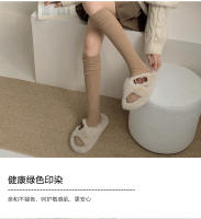 Calcetines Largos De Piel De Rodilla Para Mujer Estilo Japonés Nuevos Para Otoño E Invierno Tejidos En Espandex Y Algodón Con Rayas Doble Agujero Para Calor - details 4