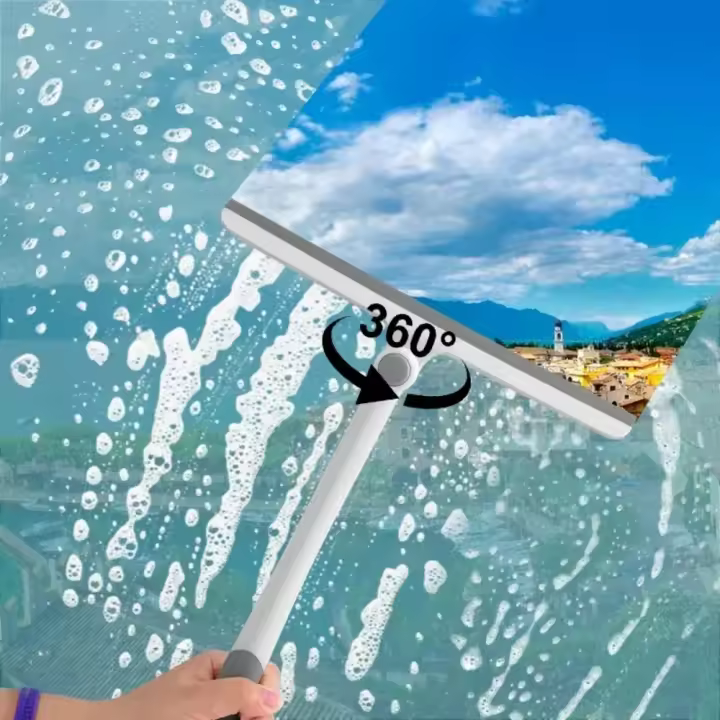 Cepillo De Limpieza Para Ventanas De Coche Y Baños 360 Grados Limpiador De Vidrio Y Pisos Herramienta De Limpieza Doméstica Biodegradable - 1