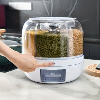 1 contenedor de almacenamiento de alimentos giratorio de 6 compartimentos-hermético, dispensador de plástico reutilizable para arroz, frijoles y más-perfecto para organización de cocina - details 3