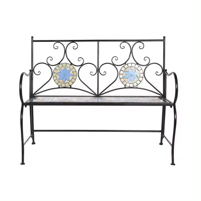 Duérmete Online - Banco Forja Cerámica Mosaico Multicolor - Mueble de jardín - 1