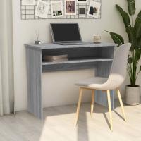vidaXL Escritorio de madera contrachapada 90x50x74 cm en color Blanco/Blanco brillante/Gris hormigón y más | estructura resistente ideal para salón dormitorio o estudio - details 3