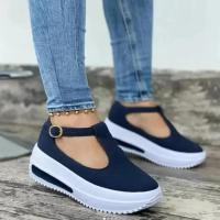 Zapatos De Plataforma Informales Para Mujer Mocasines Planos Con Punta Redonda Y Hebilla Talla 43 Zapatillas Confortables Para Todas Las Estaciones - details 5