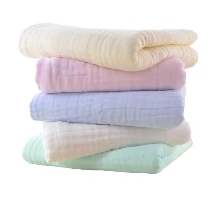 Toalla de baño para Bebe de Seersucker de dos Capas de Algodón Puro, toalla de Alimentación de Gasa Gruesa para otoño E Invierno, toalla de Playa, pañuelo para los últimos nacidos - 1