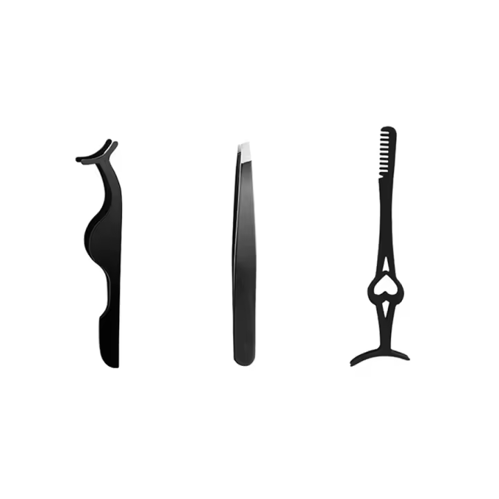 Set De 3 Herramientas Para Pestañas Falsas Con Clip De Ojo Forma De Cejas Curvadas Pinzas Para Cejas De Acero Inoxidable - 1