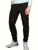 Pantalones Casuales Para Hombre De Tela Tejida En Color Sólido Con Bolsillos Multípleulos Cierre De Cremallera Y Cordón Estilo Safari De Pierna Recta Y Suelta Para Trabajo - details 1
