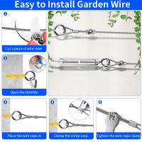 Kit De Cable De Acero Inoxidable Para Tienda De Campaña Y Jardín Con Tornillos M4 Y Ajustadores De Tensión PVC Cubierta - details 4