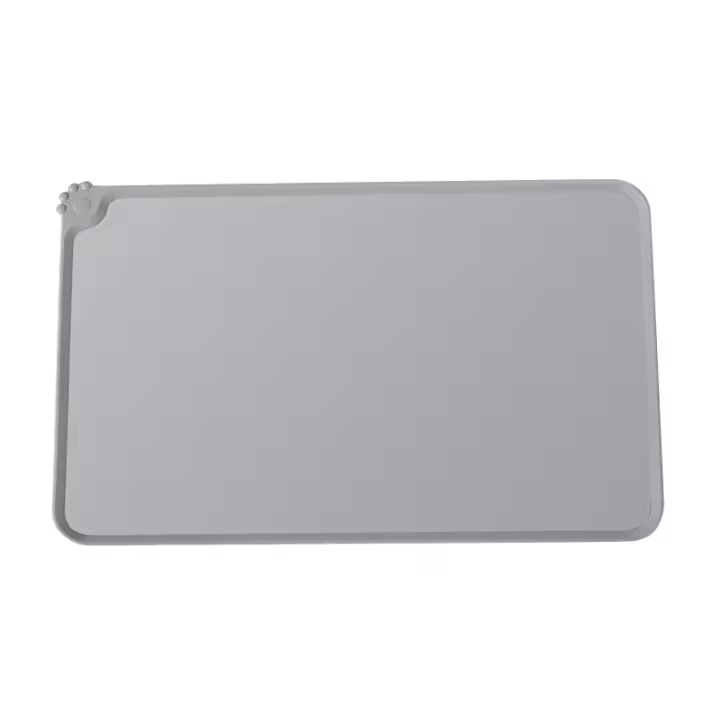 Alfombras de Silicona para Comederos de Perros Gatos, Estera Comida y Agua Antideslizante Impermeable Tapetes para Comparación Mascota, Gris, 48x30 cm - 1