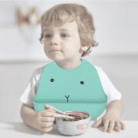 Baberos impermeables para bebé, babero ajustable de silicona suave con estampado de dibujos animados, material de alimentación para bebé, 1 piezas - details 0