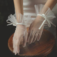Guantes De Boda Elegantes Para Novia Con Lazo Accesorios De Boda Para Damas Guantes De Noche Formales De Encaje Rayón Talla Única - details 38