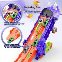 Modelo De Coche Dinosauro Triceratops Desplazable Para Niños Juguete Educativo De Plástico ABS Con Carretera Plegable Y Retroceso - details 12